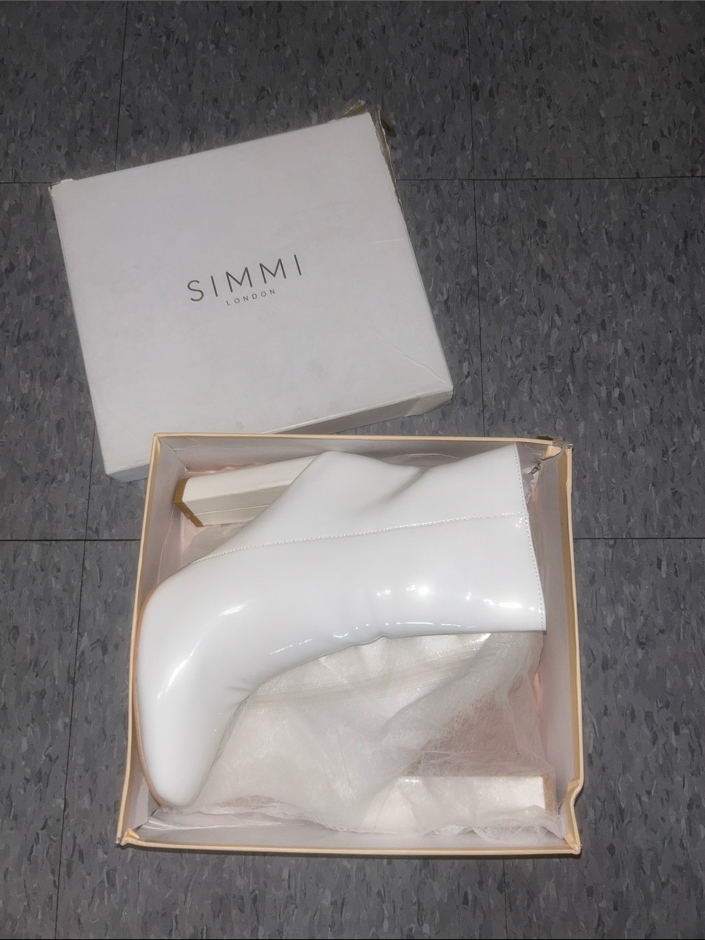 White Patent Leather Ankle Boots